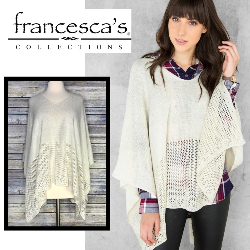 NWT Francescas Rosalyn Open Knit Poncho, OSFM